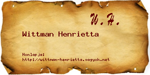 Wittman Henrietta névjegykártya