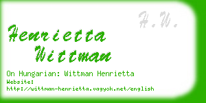 henrietta wittman business card